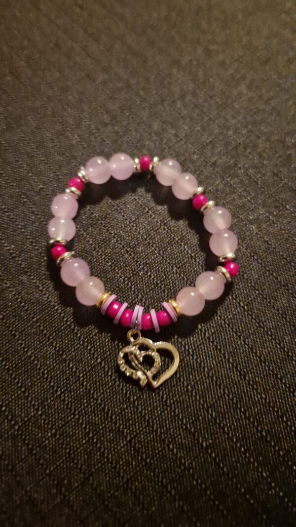 Roze zilver hart armband